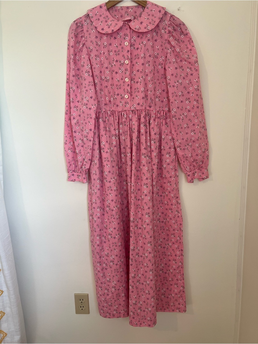 Pink Floral Button-Front Maxi Dress